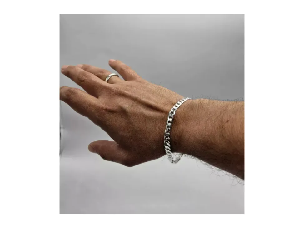 Pulsera grumet plata italiana 925, estilo clásico y moderno para hombre.