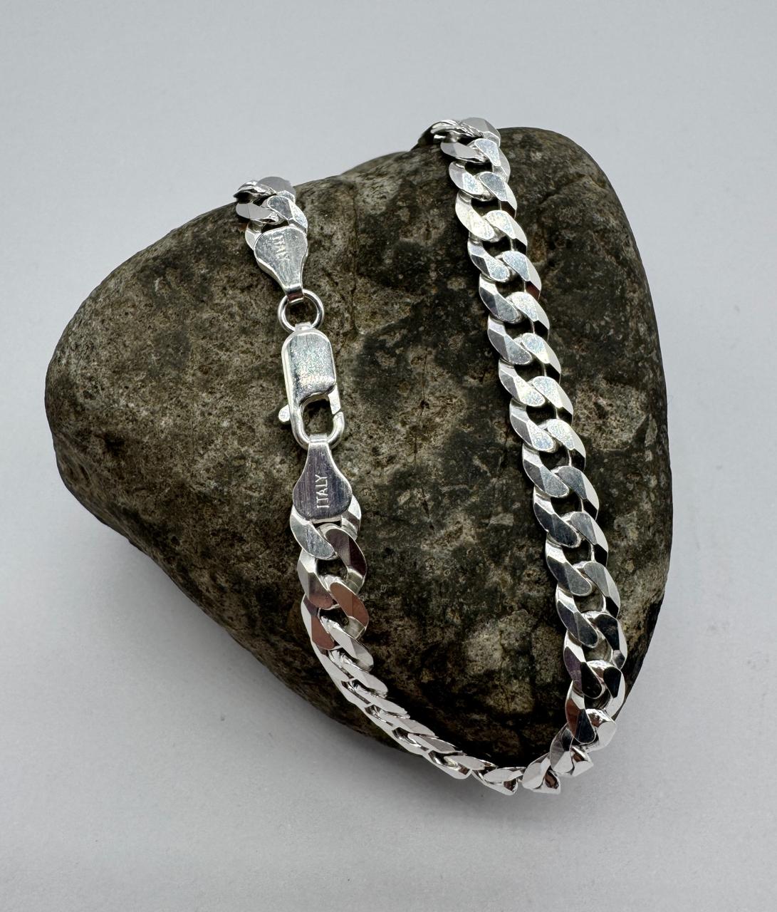 Pulsera de plata italiana 925 estilo grumet, diseño contemporáneo masculino.