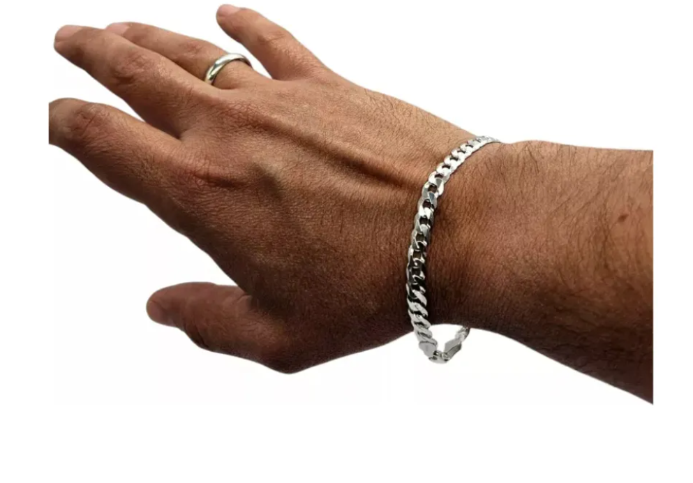 Pulsera grumet de plata italiana 925 para hombre, diseño elegante y resistente.