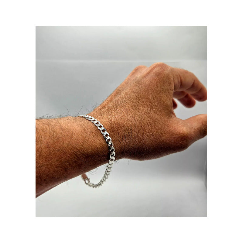 Pulsera grumet para hombre en plata italiana 925, diseño elegante y brillante.