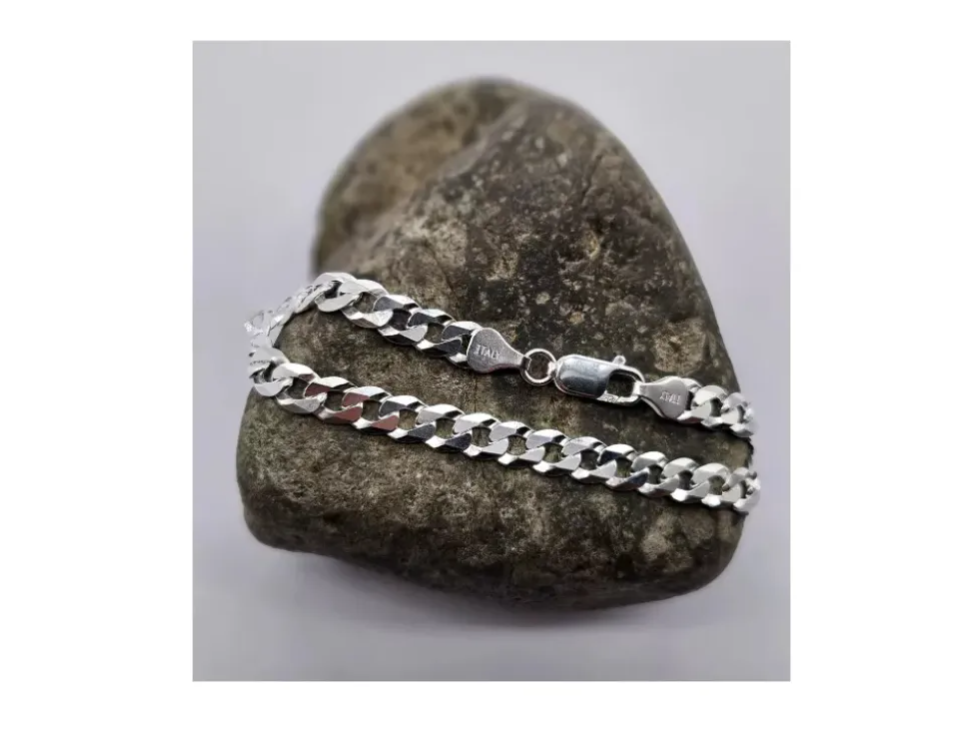Pulsera exclusiva grumet de plata italiana 925, joya de alta calidad para caballero.