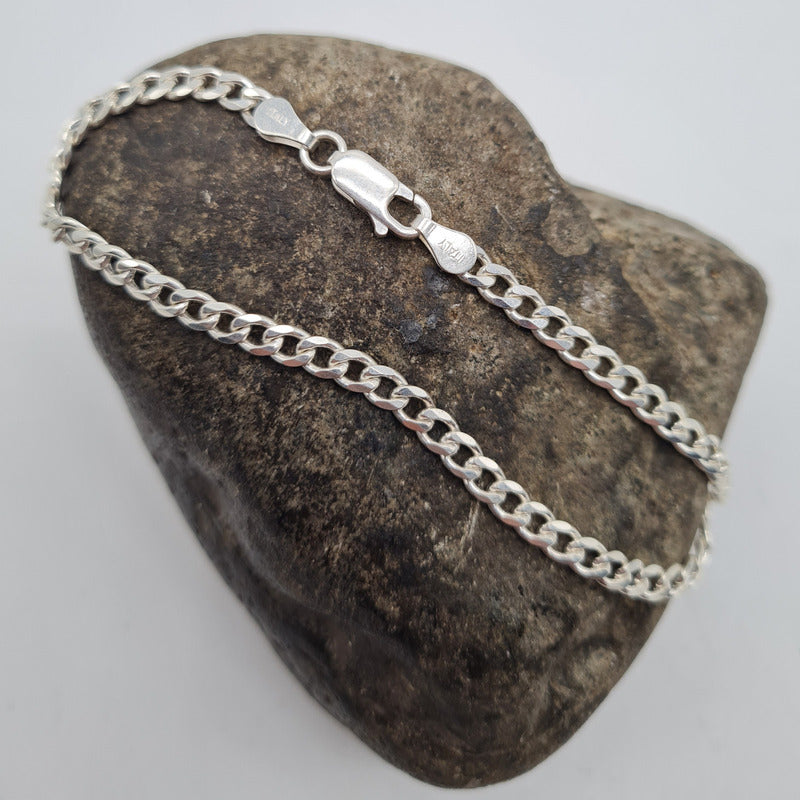 Pulsera plata italiana 925 estilo grumet, joya premium para hombre.