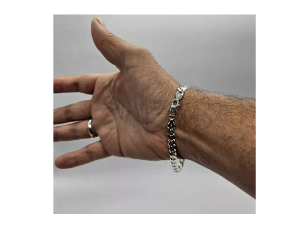 Pulsera de plata ley 925 modelo grumet, joya italiana exclusiva para caballero.