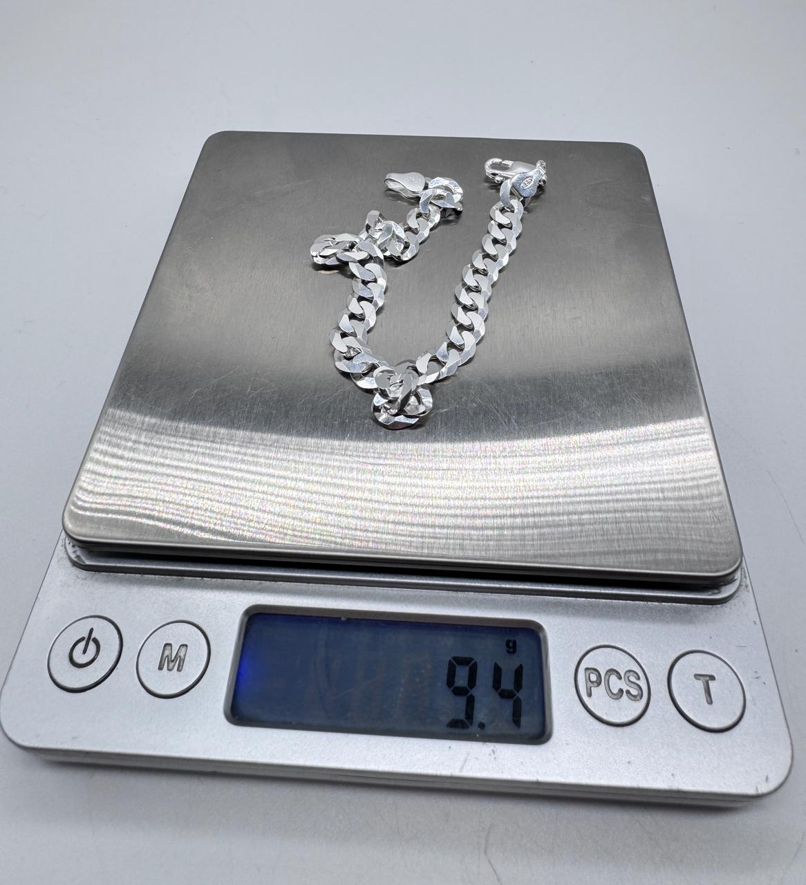 Pulsera grumet hombre plata italiana 925 vista frontal