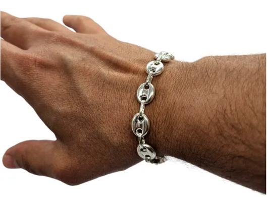 Pulsera Gucci de plata italiana 925 para hombre, diseño elegante de Joyas Exclusivas Italianas.