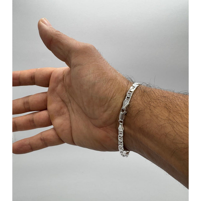 Pulsera de plata italiana 925 estilo Gucci, joya masculina moderna y distinguida.