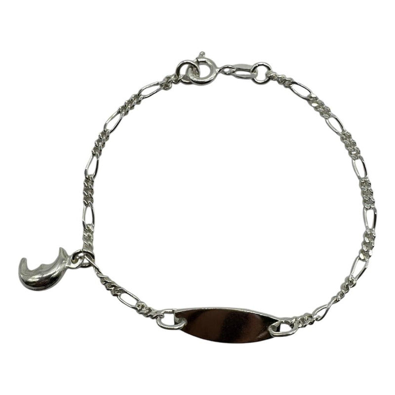 Pulsera Piocha Guagua/niño/niña Plata Italiana 925 - Luna - 16 cm