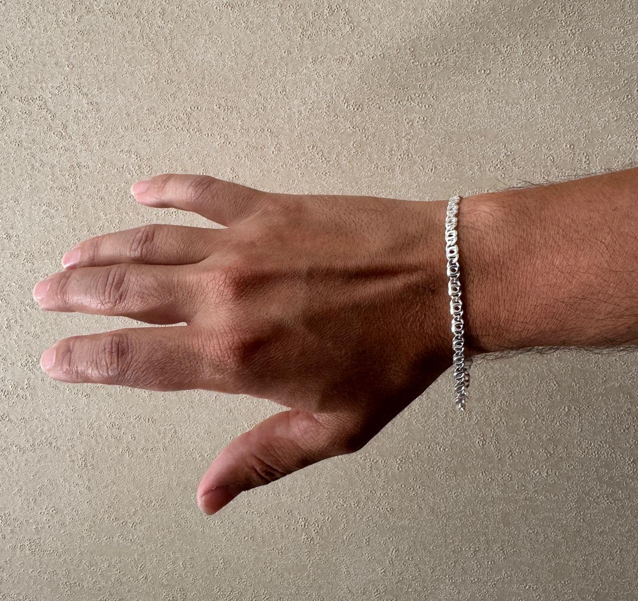 Pulsera ojo de tigre para hombre, diseño italiano plata ley 925.