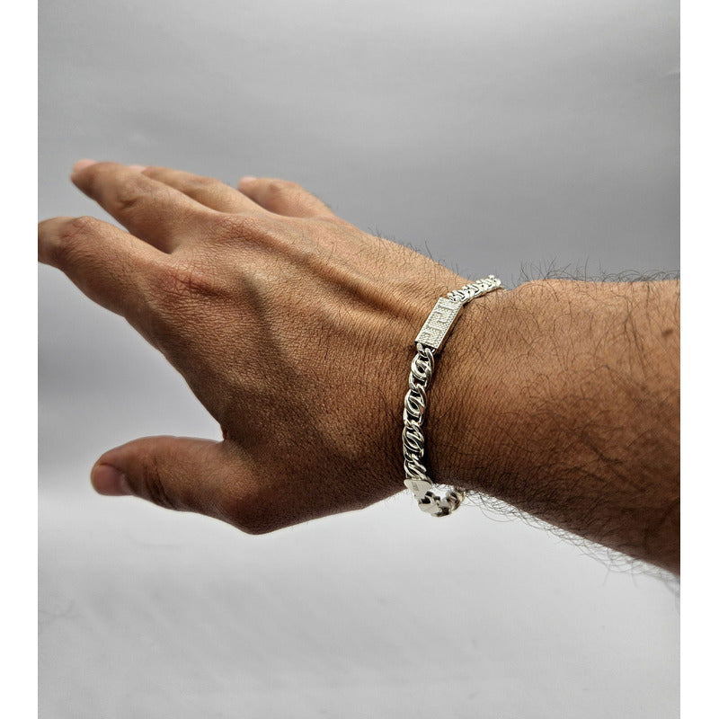 Pulsera de ojo de tigre y plata ley 925 para hombre, joya exclusiva de estilo italiano.