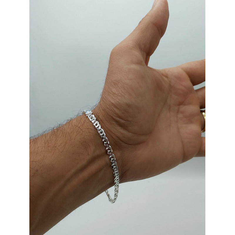 Pulsera hombre ojo de tigre en plata ley 925, joya exclusiva italiana.