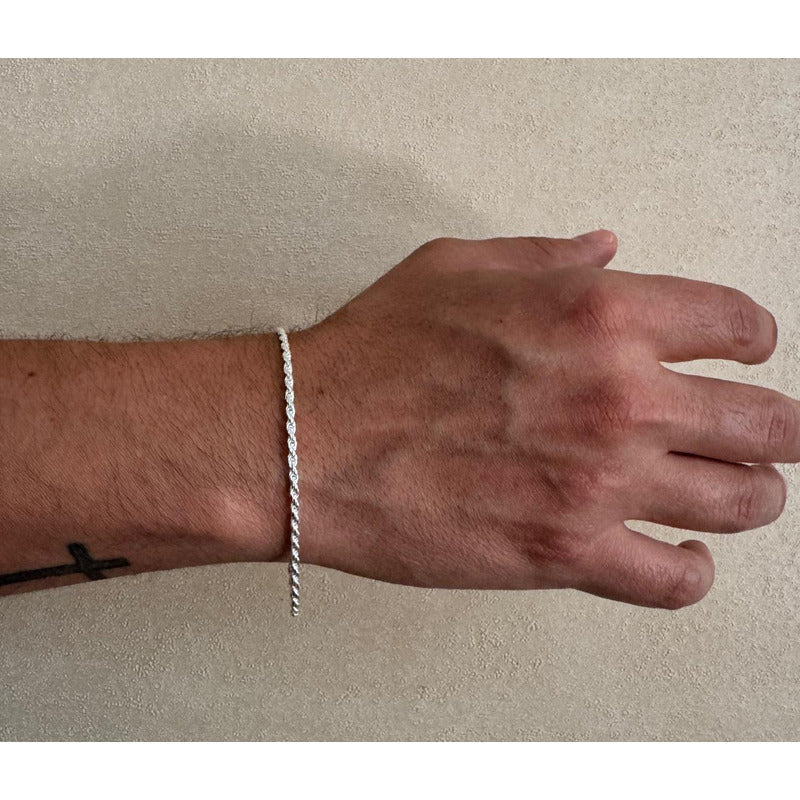 Pulsera Turbillon plata italiana 925, diseño trenzado exclusivo para hombre.