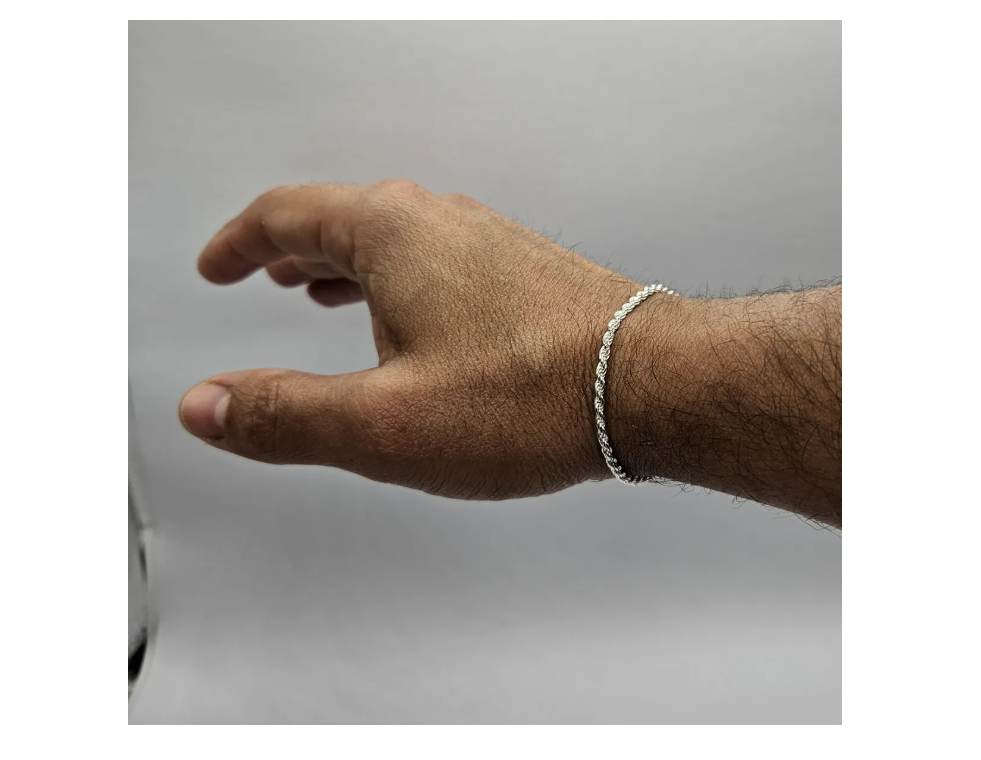 Pulsera Turbillon de plata italiana 925 con tejido trenzado, estilo moderno y masculino.