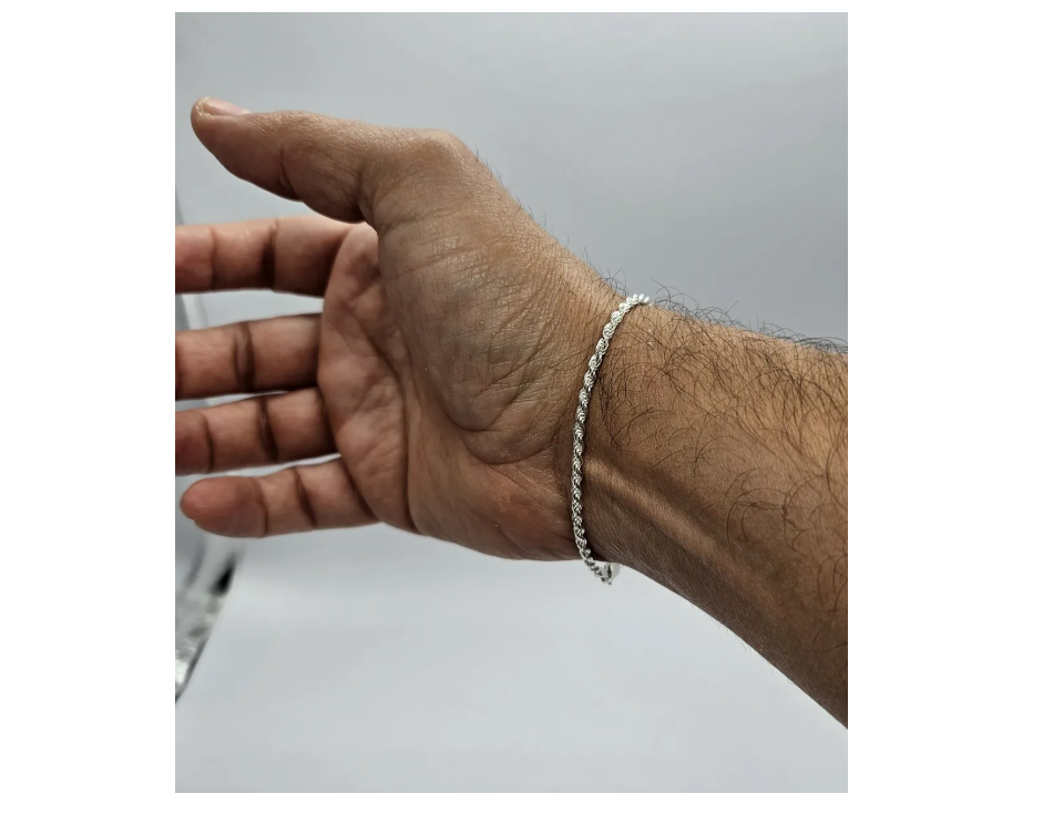 Pulsera de plata italiana 925 para hombre modelo Turbillon, diseño trenzado elegante.