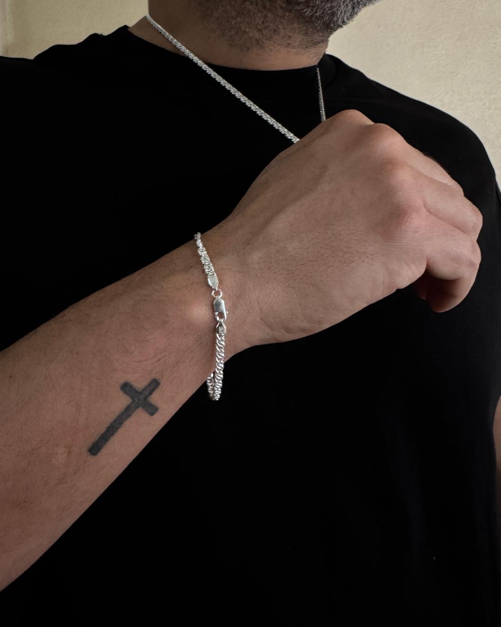 SET COLLAR + PULSERA HOMBRE CONJUNTO PLATA ITALIANA 925