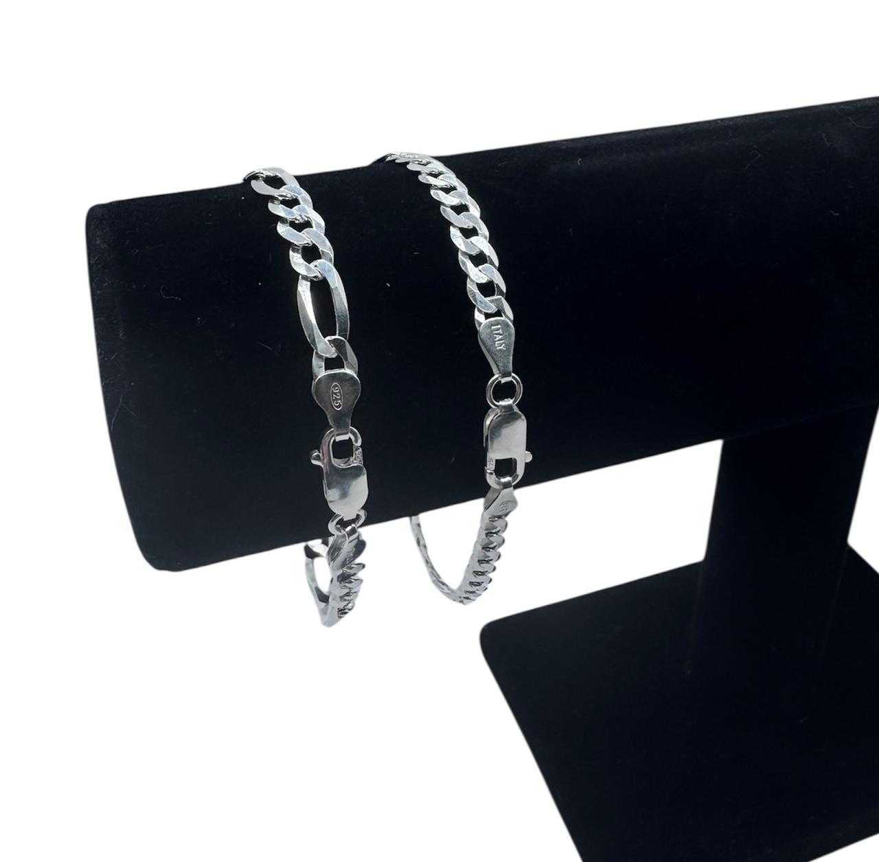 PACK DE DOS PULSERAS HOMBRE PLATA 925 DÚO MODELOS DIFERENTES