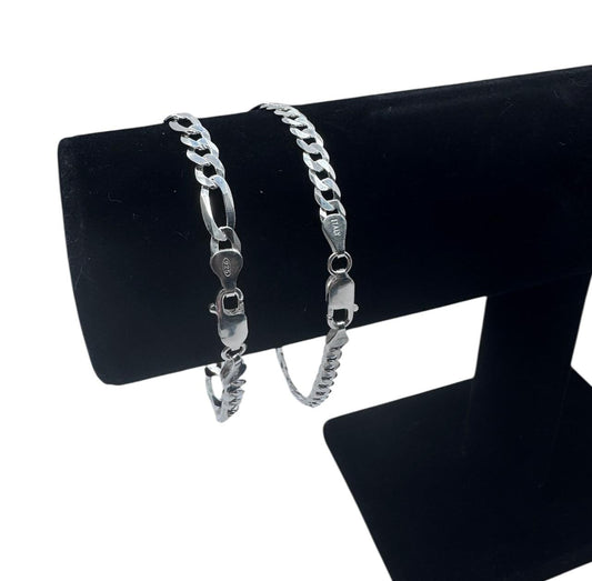 PACK DE DOS PULSERAS HOMBRE PLATA 925 DÚO MODELOS DIFERENTES