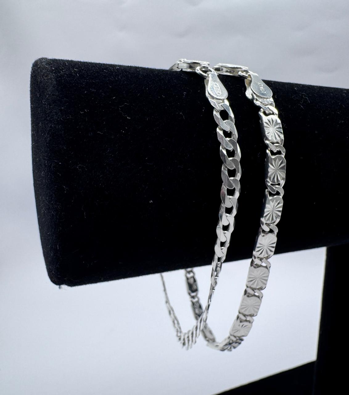 SET DOS PULSERAS  HOMBRE PLATA ITALIANA 925 DISEÑOS DIFERENTES