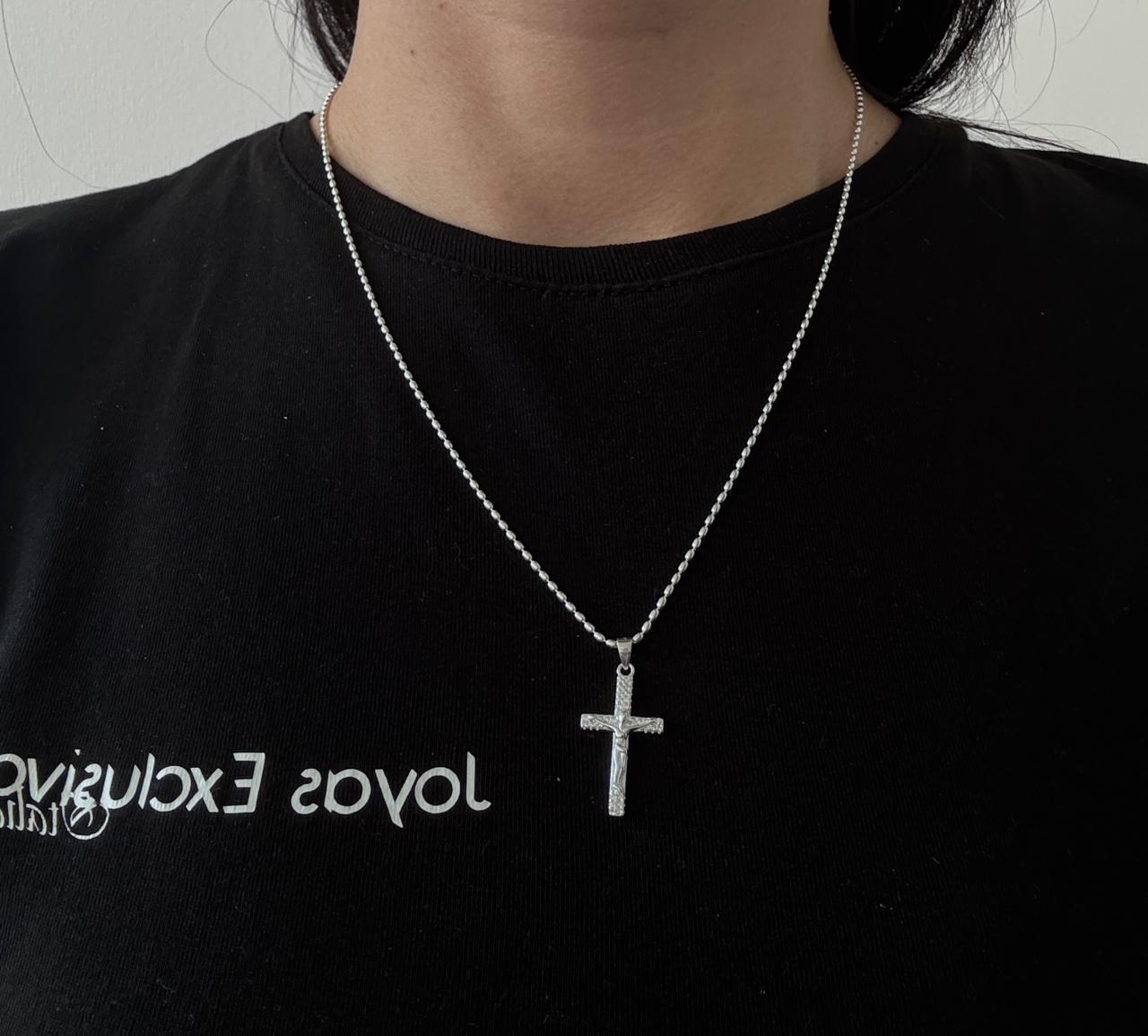CADENA 50CM CON CRUZ MUJER PLATA