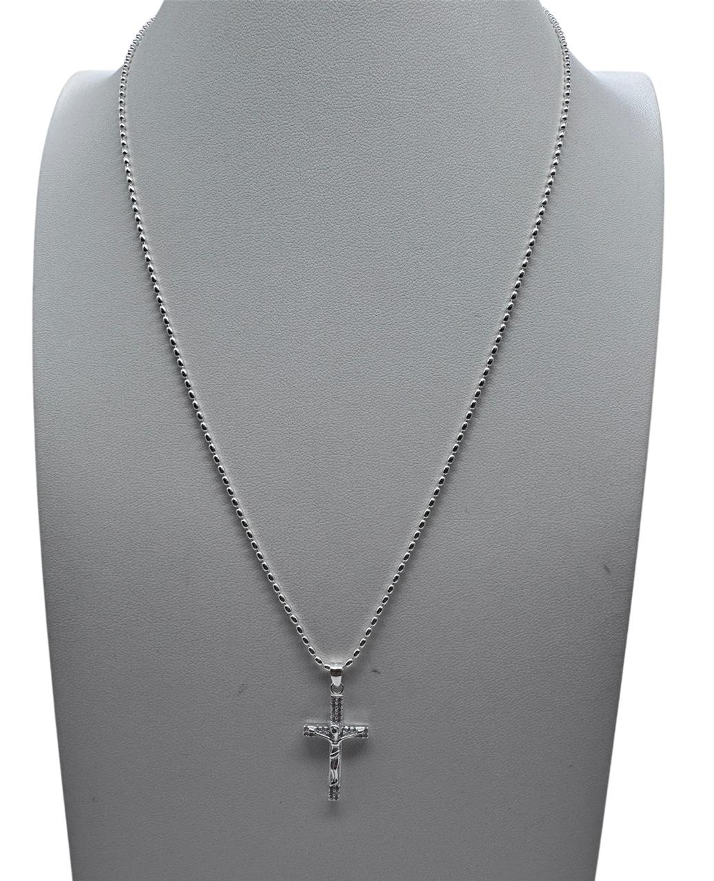 CADENA 50CM CON CRUZ MUJER PLATA