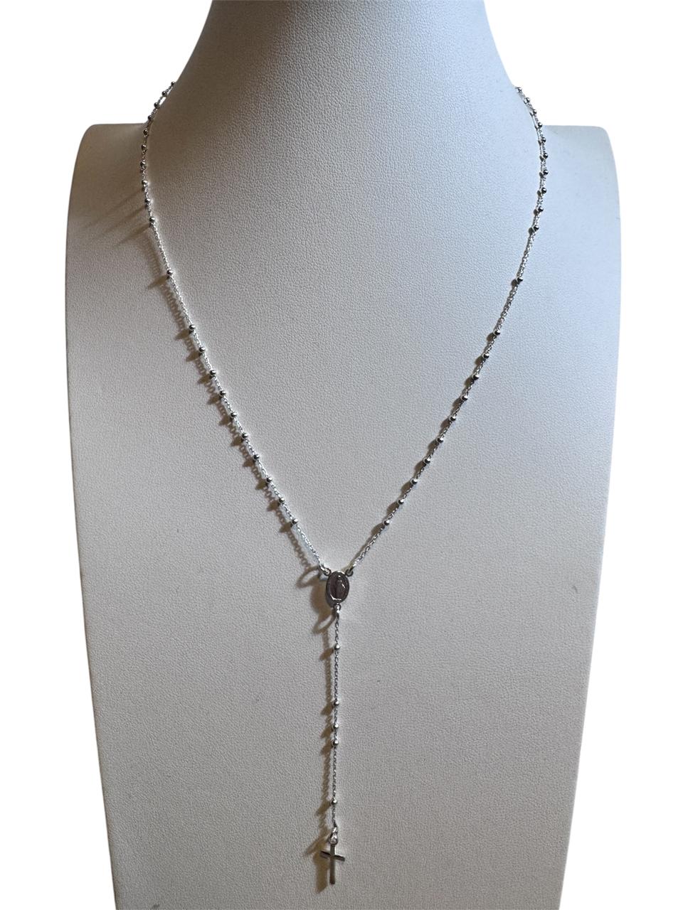 Rosario Mujer Plata Fina Italiana 925 - 45 Cm