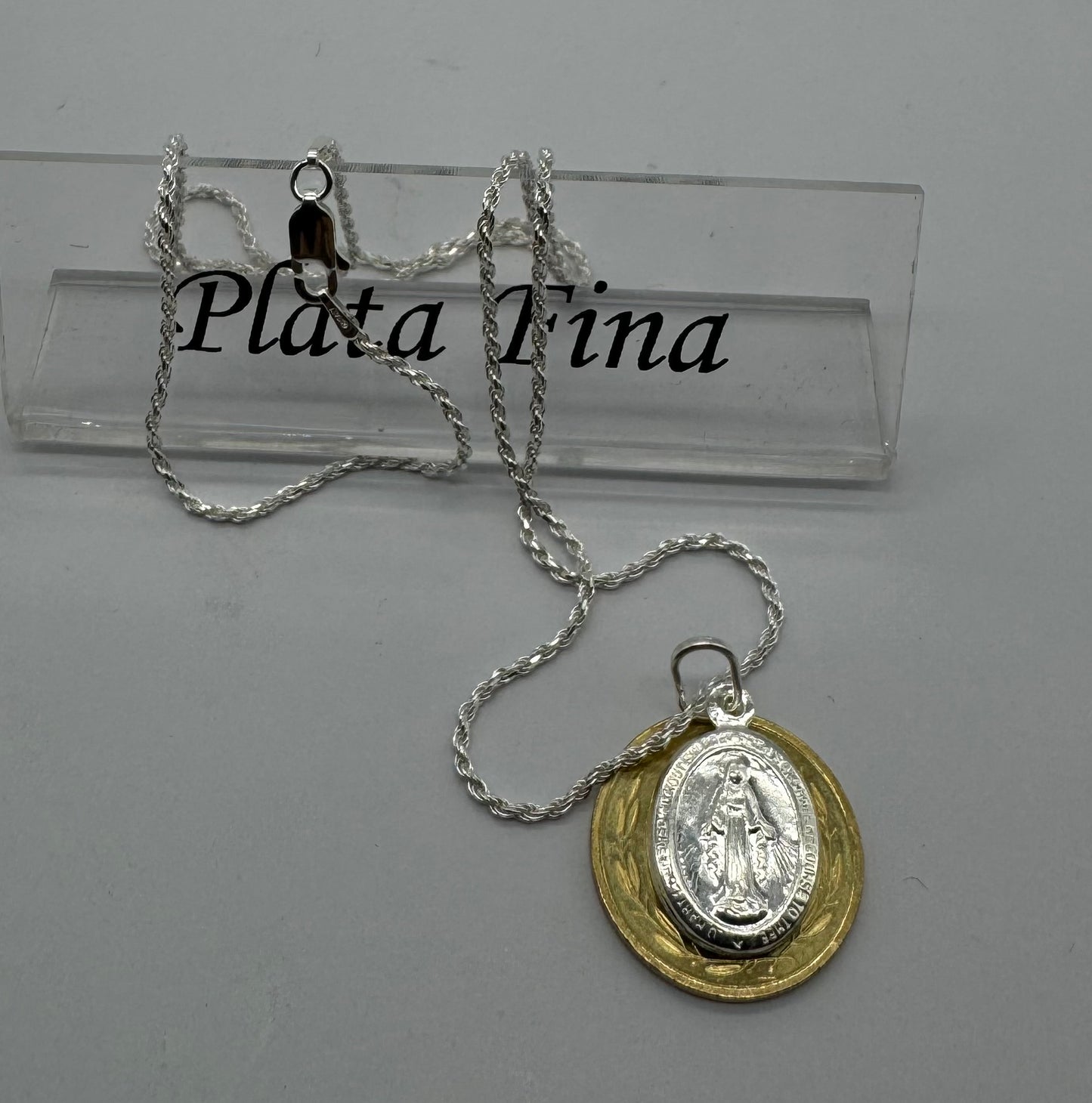 collar con colgante virgen plata 